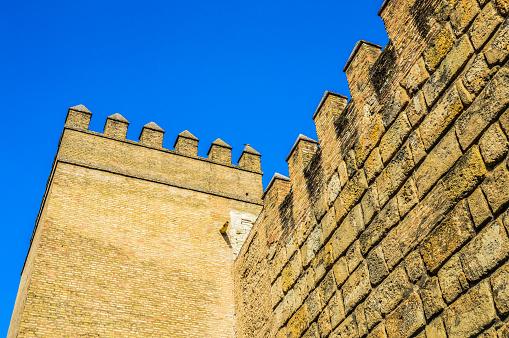 Old city walls in Seville, Spain
